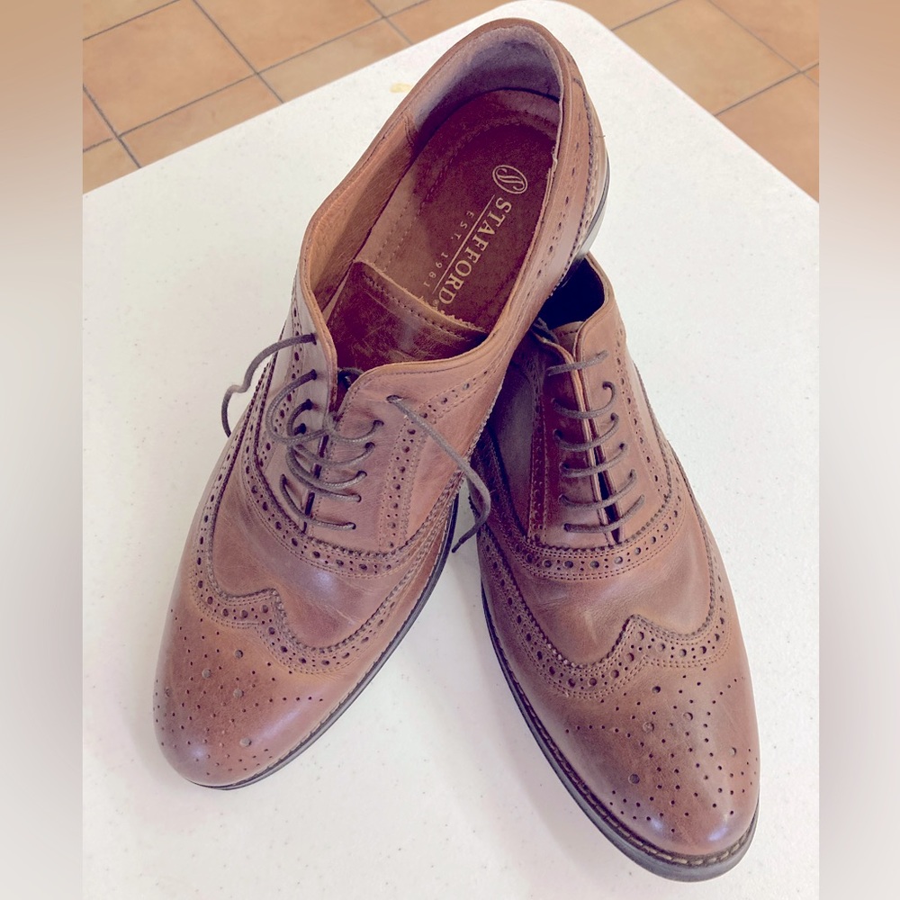 Mens Stafford Leather Shoes Size 12M - Picture 1 of 8